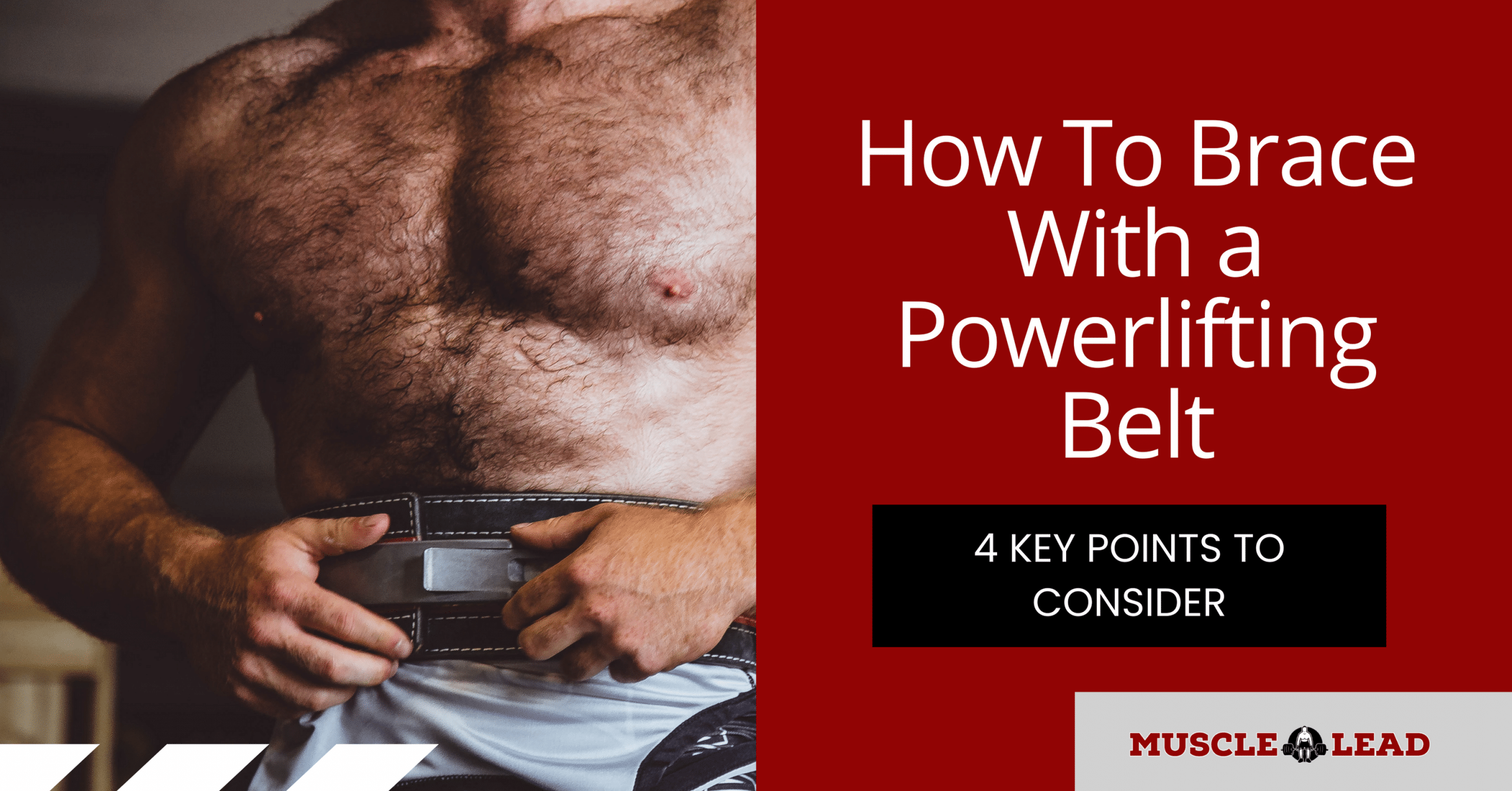 How to brace with a powerlifting belt. A shirtless man wearing a lifting belt