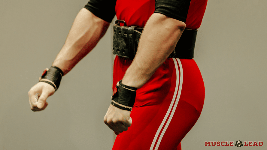 Weightlifter showing belt position above waist