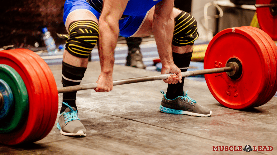 Getting ready for a heavy deadlift with wraps and lifting belt