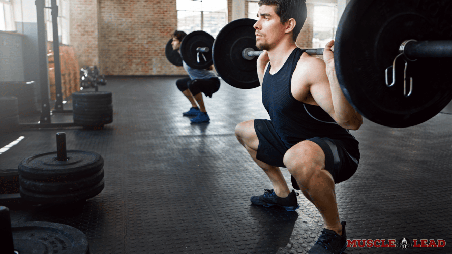 Squatting heavy in a gym