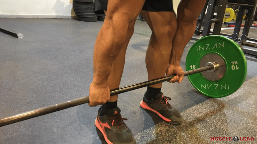 Don't bend at knees during the stiff leg deadlift